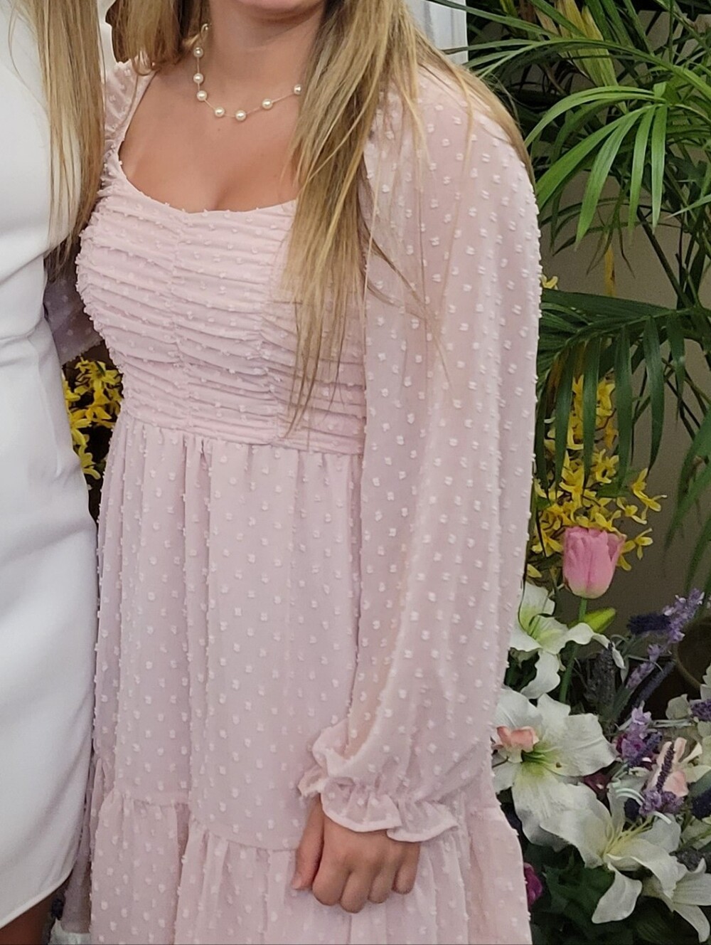 Romantic Puff-Sleeve Mini Dress in Blush Pink